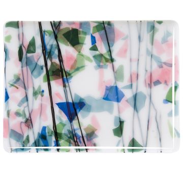 4010-00 SPRING: Blue, Green, Aqua and Pink  on tr. white base