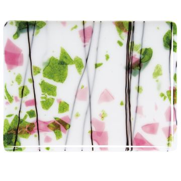 Spring Green and Deep Pink on White Lacy White Base  4014-00