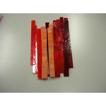 glasstroken 2x30 cm rood/oranje  mix per 10 stuks