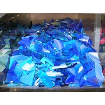 300 gr glasmozaiek blauw tinten