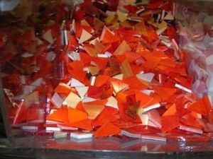 300 gr glasmozaiek oranje tinten